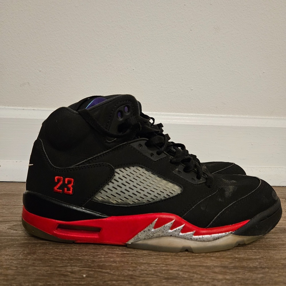 Air Jordan 5 Retro Top 3 Mens 9.5 Black Fire Red Grape CZ1786-001 2020 No Insole